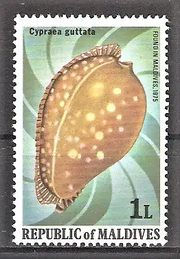 Briefmarke Malediven Mi.Nr. 808 ** Meeresschnecken 1979 / Kaurischnecke (Cypraea guttata)