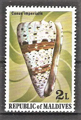 Briefmarke Malediven Mi.Nr. 809 ** Meeresschnecken 1979 / Kaiser-Kegelschnecke (Conus imperialis)