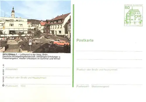 Bildpostkarte 6414 Hilders von 1981 / Marktstraße (bpk24)