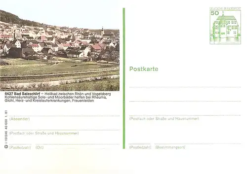 Bildpostkarte 6427 Bad Salzschlirf von 1981 / Ortsansicht (bpk25)