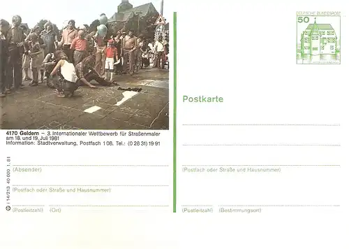 Bildpostkarte 4170 Geldern von 1981 / 3. Internationaler Wettbewerb für Straßenmaler (bpk26)