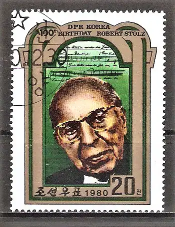 Briefmarke Korea-Nord Mi.Nr. 2077 o 100. Geburtstag von Robert Stolz 1980 / Komponist