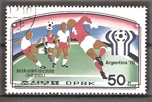 Briefmarke Korea-Nord Mi.Nr. 1679 o Fussball-Weltmeisterschaft Argentinien 1978 / Spielszenen