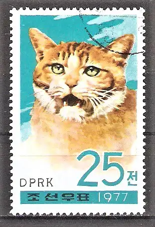Briefmarke Korea-Nord Mi.Nr. 1661 o Hauskatzen 1977 / Hauskatze