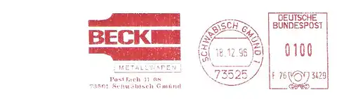 Freistempel F76 3429 Schwäbisch Gmünd - BECK Metallwaren (#2892)