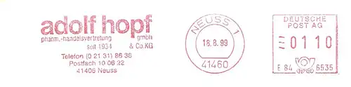 Freistempel E84 6535 Neuss - Adolf Hopf GmbH & Co. KG - Pharm.-Handelsvertretung seit 1934 (#2887)