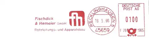 Freistempel F79 1965 Recklinghausen - Fischdick & Hemeier GmbH - Rohrleitungs- und Apparatebau (#2885)