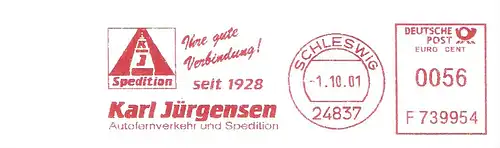 Freistempel F739954 Schleswig - KJ Spedition Karl Jürgensen - Autofernverkehr und Spedition - Ihre gute Verbindung! (#2882)