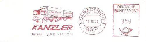 Freistempel Konradsreuth - KANZLER Intern. Spedition (Abb. Speditions LKW) (#2877)