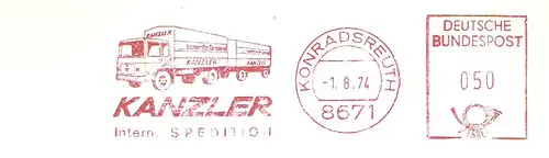 Freistempel Konradsreuth - KANZLER Intern. Spedition (Abb. Speditions-LKW) (#2849)