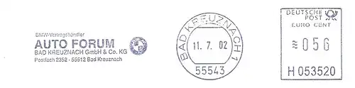 Freistempel H053520 Bad Kreuznach - AUTO FORUM Bad Kreuznach GmbH & Co.KG. / BMW-Vertragshändler (Abb. Auto Signet BMW) (#2835)