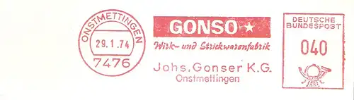 Freistempel Onstmettingen - GONSO Wirk- und Strickwarenfabrik Johs. Gonser KG Onstmettingen (#2830)
