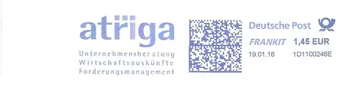 Freistempel 1D1100246E Langen - atriga - Unternehmensberatung Wirtschaftsauskünfte Forderungsmanagement (#2818)