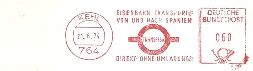 Freistempel Kehl - TRANSFESA / Eisenbahn Transporte von und nach Spanien - Direkt- ohne Umladung (#2806)