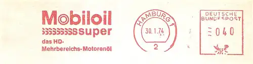 Freistempel Hamburg - Mobiloil super - das HD-Mehrbereichs-Motorenöl (#2797)