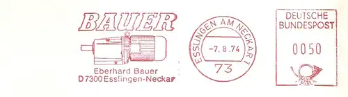Freistempel Esslingen am Neckar - BAUER - Eberhard Bauer (Abb. Getriebemotor) (#2788)