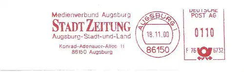 Freistempel F76 6732 Augsburg - Stadt Zeitung / Medienverbund Augsburg (#2769)