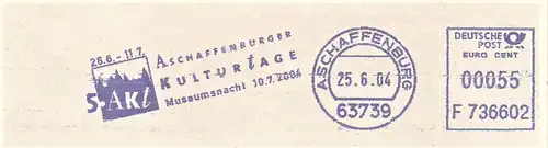 Freistempel F736602 Aschaffenburg - 5. Aschaffenburger Kulturtage - Museumsnacht 10.07.2004 (#3163)