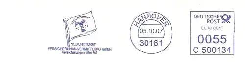 Freistempel C500134 Hannover - LEUCHTTURM Versicherungs-Vermittlung (Abb. Flagge mit Leuchtturm) (#2915)