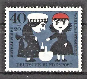 Briefmarke BRD Mi.Nr. 343 ** Märchen der Brüder Grimm 1960 / Szene aus dem Märchen „Rotkäppchen“