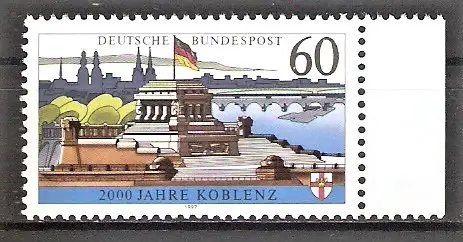 Briefmarke BRD Mi.Nr. 1583 y ** Seitenrand rechts - 2000 Jahre Koblenz 1992