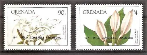 Briefmarke Grenada Mi.Nr. 1304-1305 ** UPU Weltpostkongress in Hamburg 1984 / Kompletter Satz !