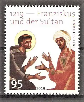 Briefmarke BRD Mi.Nr. 3498 ** 800. Jahrestag des Treffens von Franz von Assisi mit Sultan al-Kamil Muhammad al-Malik 2019