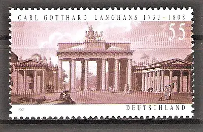 Briefmarke BRD Mi.Nr. 2634 ** 275. Geburtstag von Carl Gotthard Langhans 2007 / Brandenburger Tor