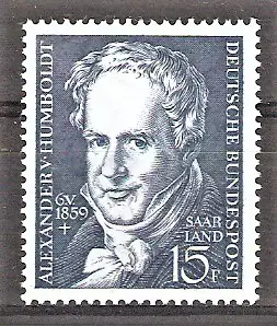 Briefmarke Saar Mi.Nr. 448 ** Alexander Freiherr von Humboldt 1959 / Naturforscher und Geograph
