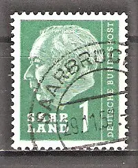 Briefmarke Saar Mi.Nr. 380 o 1 Fr. Bundespräsident Theodor Heuss 1957