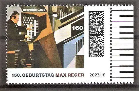 Briefmarke BRD Mi.Nr. 3753 ** Seitenrand rechts - Max Reger 2023 / Deutscher Komponist & Dirigent