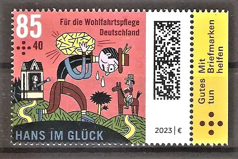 Briefmarke BRD Mi.Nr. 3745 ** Seitenrand rechts - Wohlfahrt 2023 / Grimms Märchen – Hans im Glück