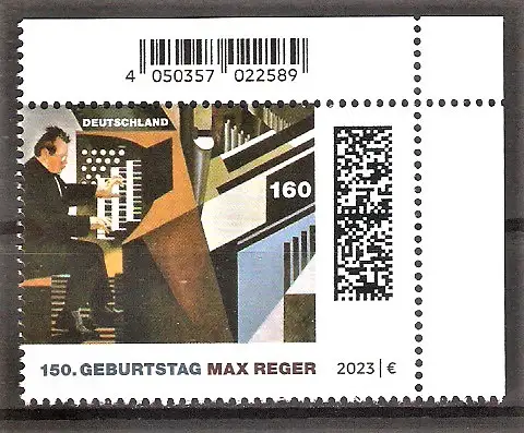 Briefmarke BRD Mi.Nr. 3753 ** Bogenecke oben rechts - Max Reger 2023 / Deutscher Komponist & Dirigent
