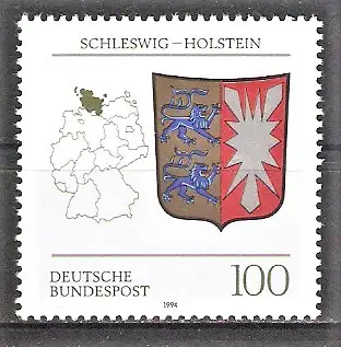 Briefmarke BRD Mi.Nr. 1715 ** Wappen der Länder der Bundesrepublik Deutschland 1994 / Schleswig-Holstein