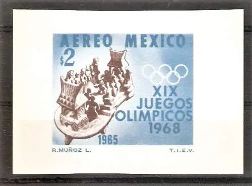 Briefmarke Mexiko Mi.Nr. 1201 (*) Olympische Sommerspiele Mexiko 1965 (Einzelmarke aus Block 4)