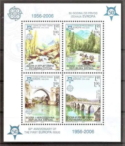 Briefmarke Serbische Republik (Bosnien Herzegowina) Block 13 A ** (Mi.Nr. 339-342 A) (Nicht nummerierte Ausgabe) EUROPA CEPT 2005