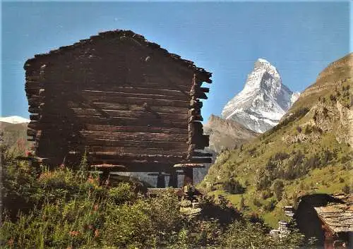 Ansichtskarte Schweiz - Zermatt / Spycher bei Zermatt, Matterhorn (1767)