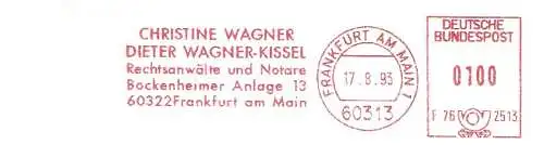 Freistempel F76 2513 Frankfurt am Main - Rechtsanwälte und Notare - Christine Wagner - Dieter Wagner-Kissel (#2647)