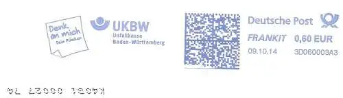 Freistempel 3D060003A3 - UKBW - Unfallkasse Baden-Württemberg / Denk an mich - Dein Rücken (#2638)