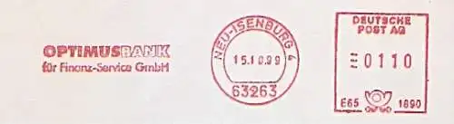 Freistempel E65 1890 Neu-Isenburg - OPTIMUS BANK für Finanz-Service GmbH (#1533)