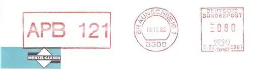 Freistempel E22 2887 Braunschweig - INTERIMSNUMMER "APB 121" (Menzel-Gläser) (#2507)