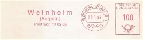 Freistempel Weinheim, Bergstr - Weinheim (Bergstr.) Postfach 10 02 65 (#2497)