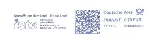 Freistempel 3D0600056E Ostfildern - iste / Industrieverband Steine und Erden Baden-Württemberg e.V. / Baustoffe (#2492)