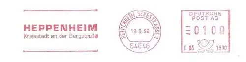 Freistempel E84 1580 Heppenheim, Bergstrasse - HEPPENHEIM - Kreisstadt an der Bergstraße (#2457)