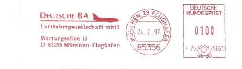 Freistempel F75 5061 München Flughafen - DEUTSCHE BA Luftfahrtgesellschaft mbH (Abb. Flugzeug) (#2454)