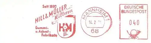 Freistempel Mannheim - HILL & MÜLLER - Hiltma - Seit 1890 Gummi- u. Asbest-Fabrikate (#2429)