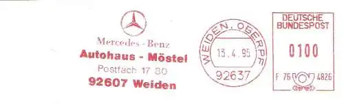 Freistempel F76 4826 Weiden, Oberpf - Mercedes-Benz Autohaus Möstel (Abb. Mercedesstern) (#2406)