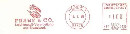 Freistempel H01 0130 Hemer - FRANK & CO. - Leichtmetall-Verarbeitung und Eloxalwerk (#2401)