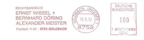 Freistempel F81 3159 Goldbach, Unterfr - Rechtsanwälte Ernst Wissel + Bernhard Döring, Alexander Meister (#2369)