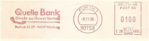 Freistempel C28 495L Fürth - Quelle Bank - Direkt zu Ihrem Vorteil (Abb. Telefonhörer) (#2367)